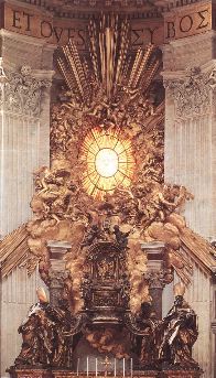 The Throne of Saint Peter-1657-66-Marble, bronze, white and golden stucco-San Pietro, Rome