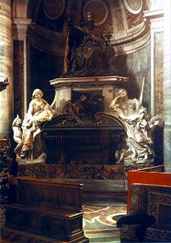 bernini- Tomb of Pope Urban VIII-1627-47-Golden bronze and marble, figures larger than life-size-Basilica di San Pietro, Vatican