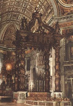 bernini- The Baldacchino-1624-Bronze, partly gilt-Basilica di San Pietro, Vatican