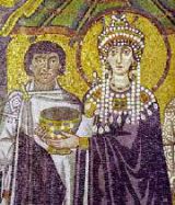 S. Vitale, Ravenna-Theodora with courtiers. Detail