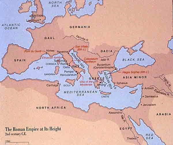 Map Of Rome Empire. Map of the Roman Empire at its
