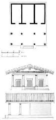 Plan and elevation of an Etruscan temple