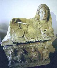 Cinerary Urn of a Woman, Alabaster, 2nd B.C.