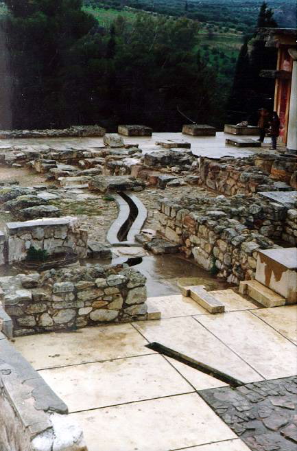 Drainage under floor stone, Knossos, Crete