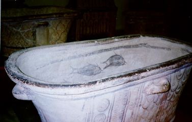 larnax (coffin) in the shape of a bathtub, Iraklion, Archaeological Museum