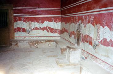 King's Throne room; from the palace complex, Knossos, Crete. 1550-1450 BCE