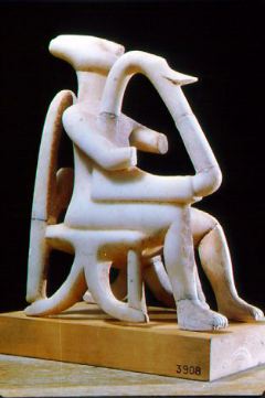 The "Lyre Player", from the Cyclades. Marble, 2500-2300 BCE