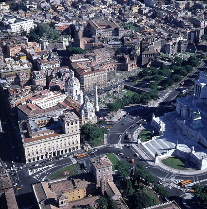Aerial view of Trajan's forum and markets; c. 80 AD