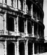 Colosseum: facade was limestone, brick & concrete with marble facing; 3 orders superimposed (Doric, Ionic, Corinthian) 