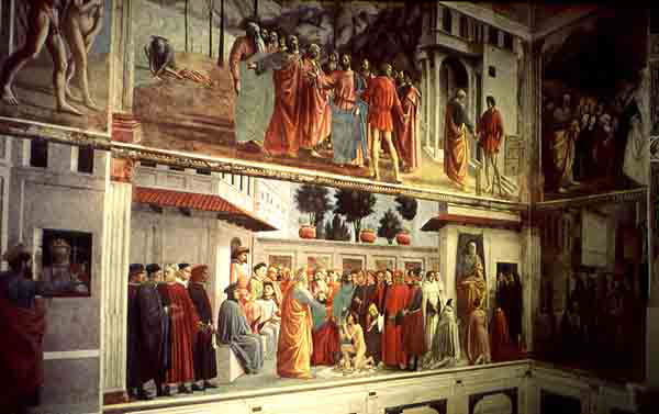 Masaccio. Frescoes in the Brancacci Chapel, Church of Santa Maria del Carmine, Florence. 1427