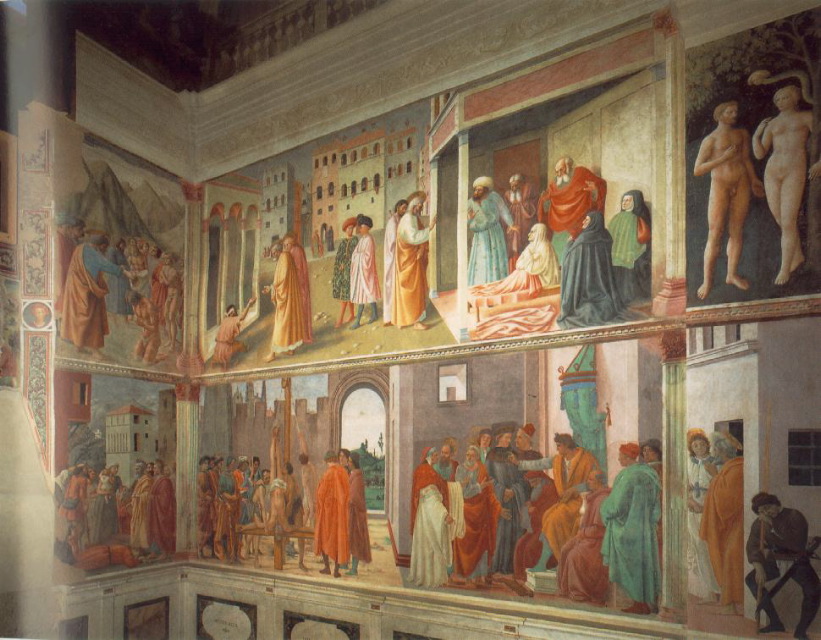 MASACCIO-Frescoes in the Cappella Brancacci (right view)-1426-82-Fresco-Santa Maria del Carmine, Florence-