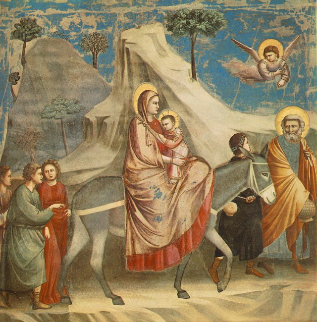giotto-No. 20 Scenes from the Life of Christ- 4. Flight into Egypt-1304-06-Fresco, 200 x 185 cm-Cappella Scrovegni (Arena Chapel), Padua