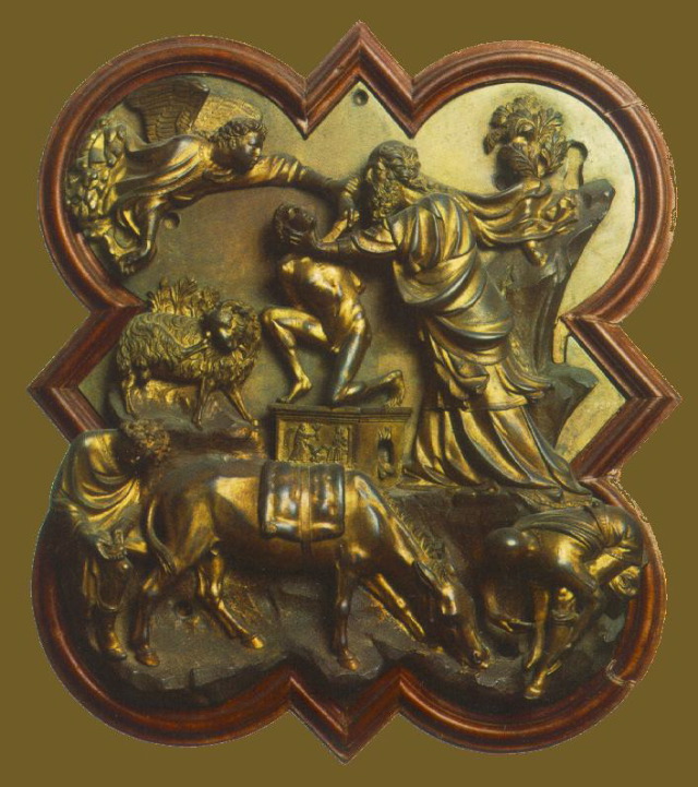BRUNELLESCHI-Sacrifice of Isaac-1401-Bronze relief-Museo Nazionale del Bargello, Florence