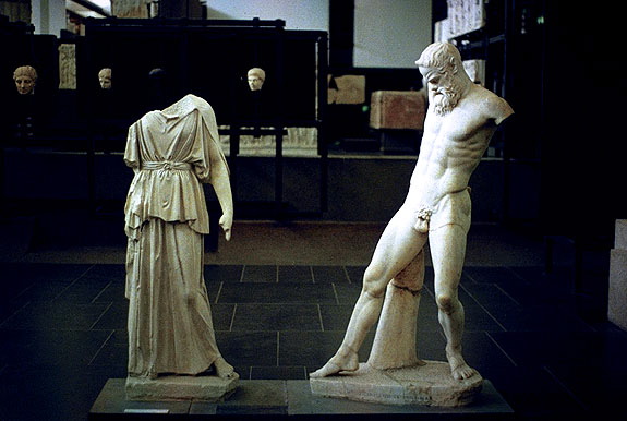 Attributed to Myron, Athena and Marsyas group (Vatican Museums) marble copy after 5th century BC original