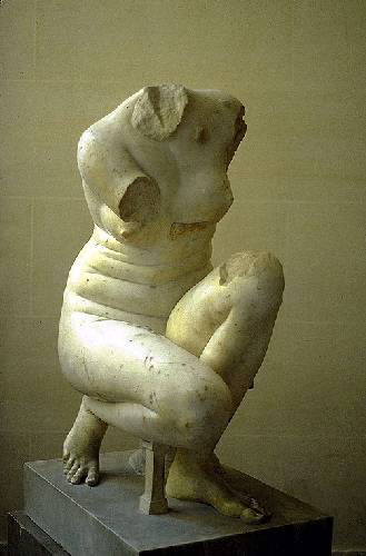 Praxiteles, Crouching Aphrodite or so-called "Venus of Doidalsas" (Paris, Louvre) mid 3rd century BC
