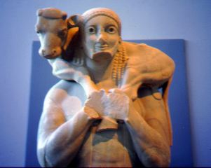 Moscophoros, the Calf-Bearer, Archaic (Acropolis Museum)