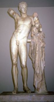 Attributed to Praxiteles, Hermes with the Infant Dionysos at Olympia (c340 BC) marble copy(?) after marble or bronze original
