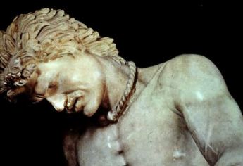 Dying Gallic Trumpeter, Roman copy of the original bronze of 220 BCE. Marble