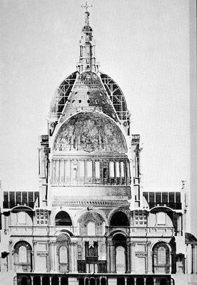Wren, Sir Christopher, d.1723 -Title- Saint Paul's Cathedral -Location- London, England -Date- 1675-1710 -View- Section through dome