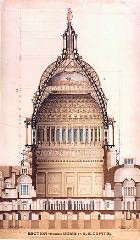 U.S. Capitol Rotunda; Thomas U. Walter's 1859 cross-section drawing of the Capitol dome and Rotunda